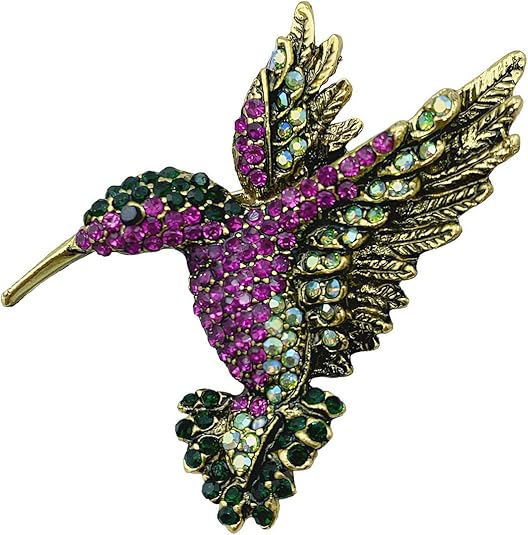 Best Vintage Hummingbird Rhinestone Brooch
