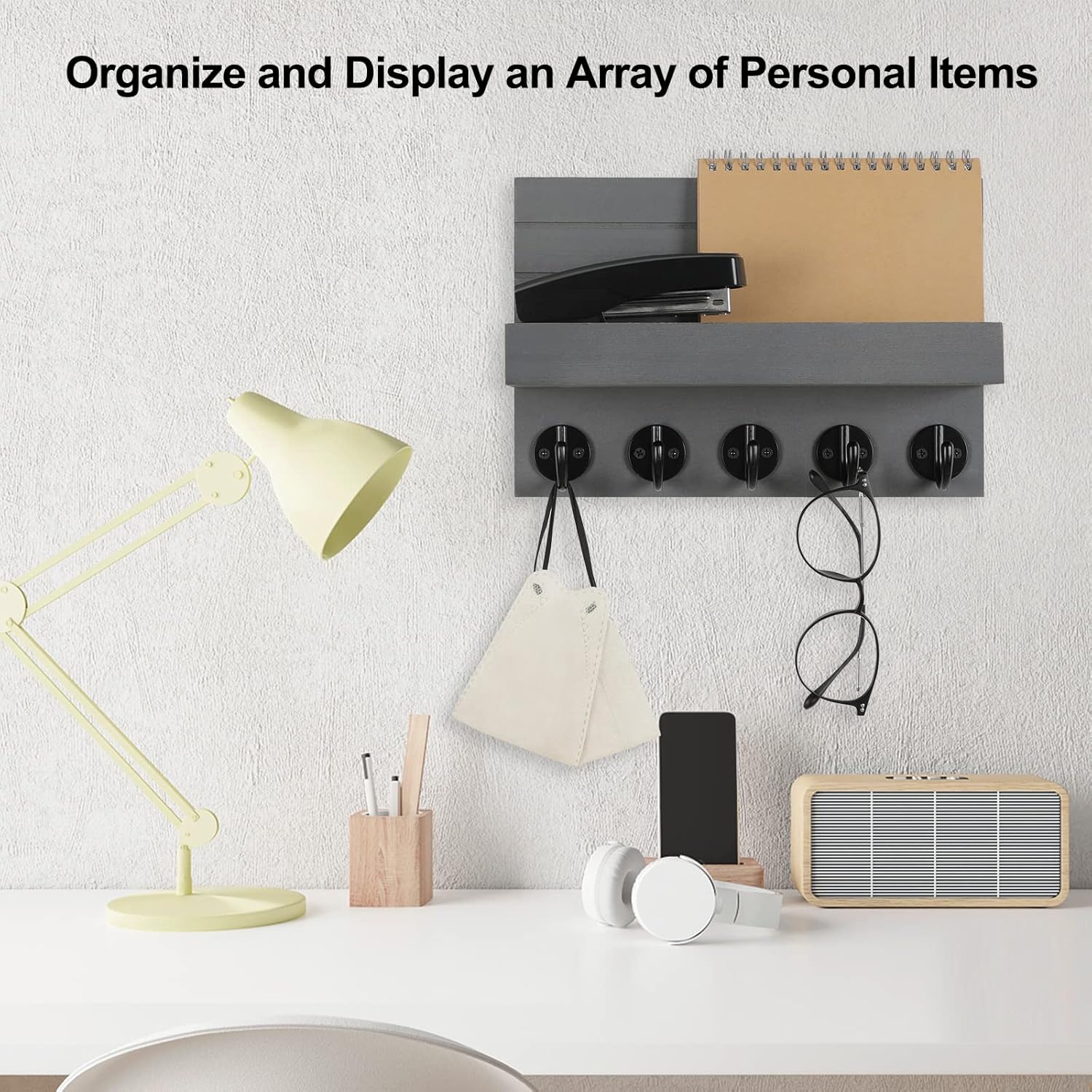 Key Holder for Wall with Shelf