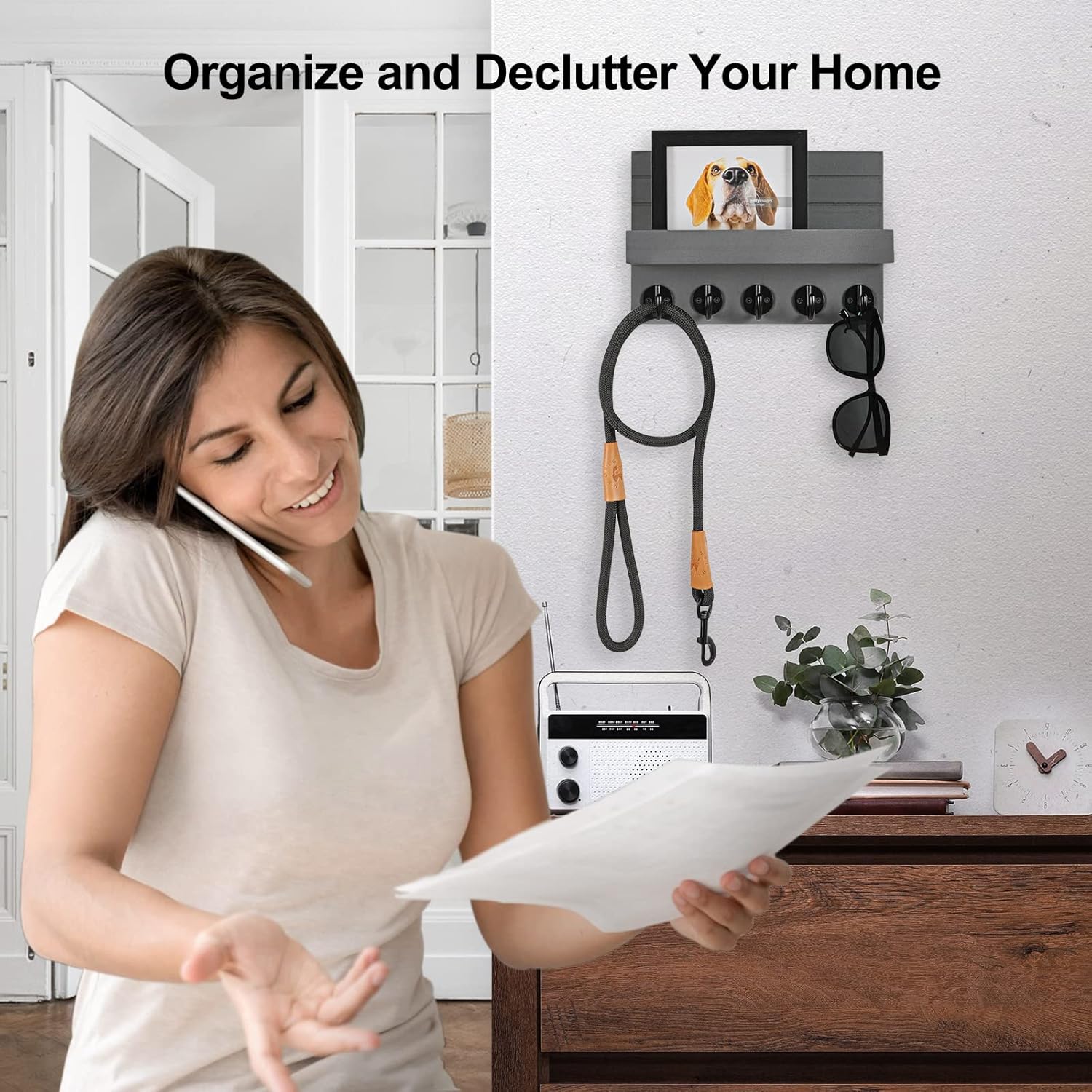 Key Holder for Wall with Shelf